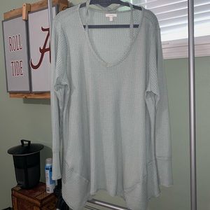 Green waffle sweater